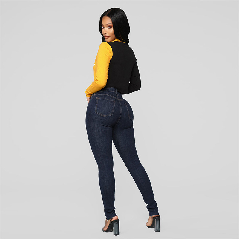 Skinny Ripped High Waisted Jeans Distressed Vintage Wash Butt Lifting Design Casual Wear Everyday Style Wholesale
