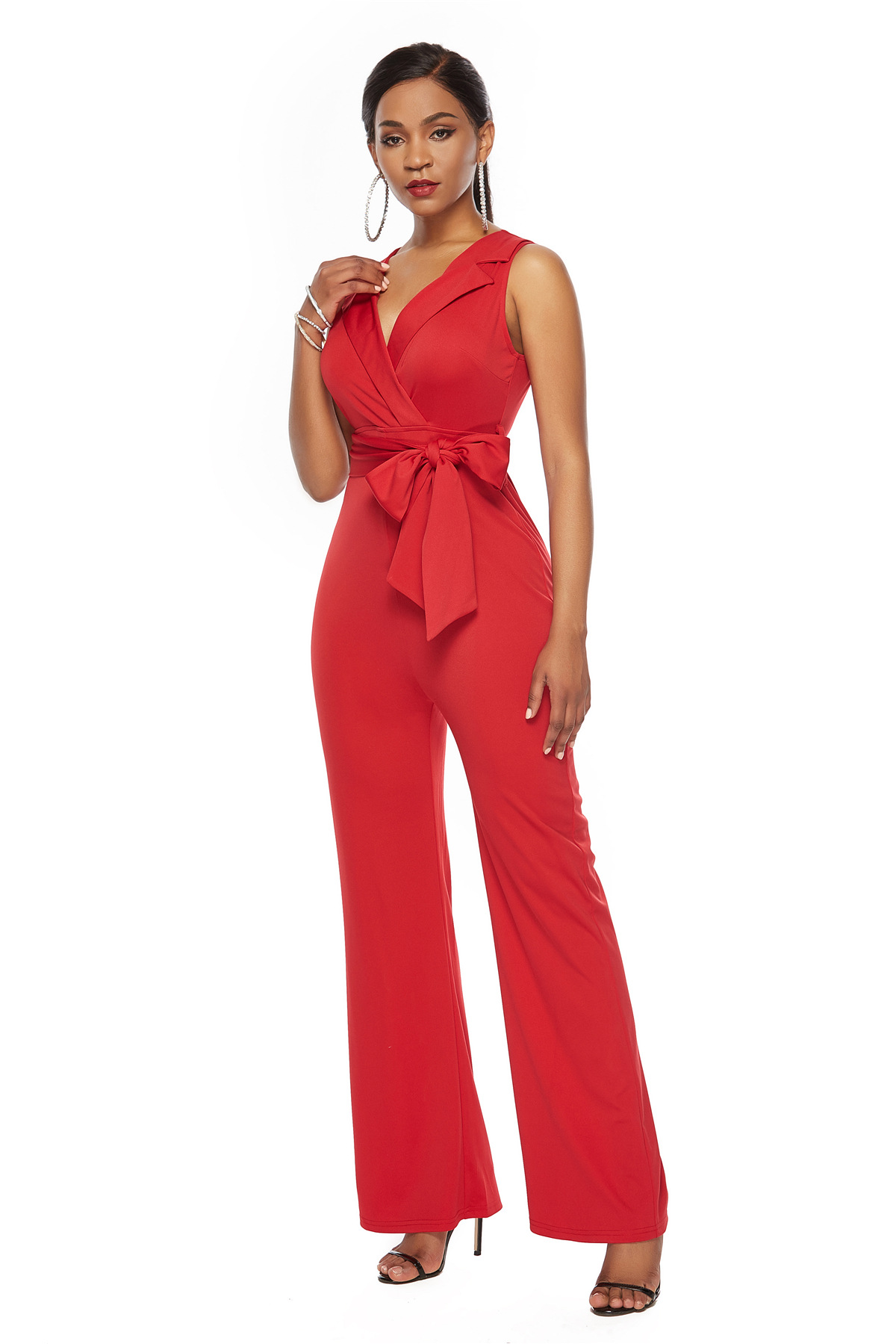 Sleeveless Deep V Neck Jumpsuit Casual Wide Leg Design Summer Fashion for Women Wholesale Available