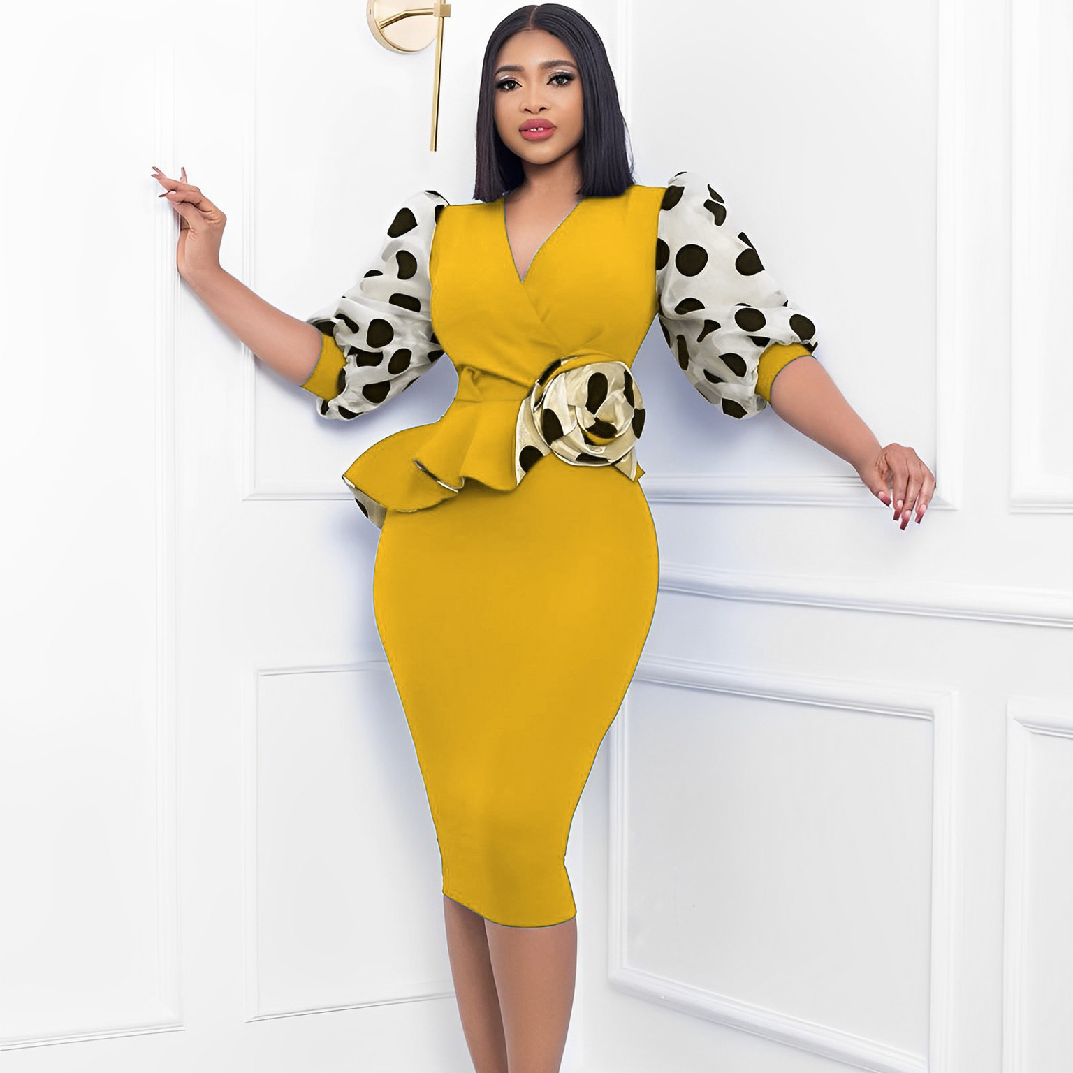 Women's Elegant V-Neck Bodycon Dress