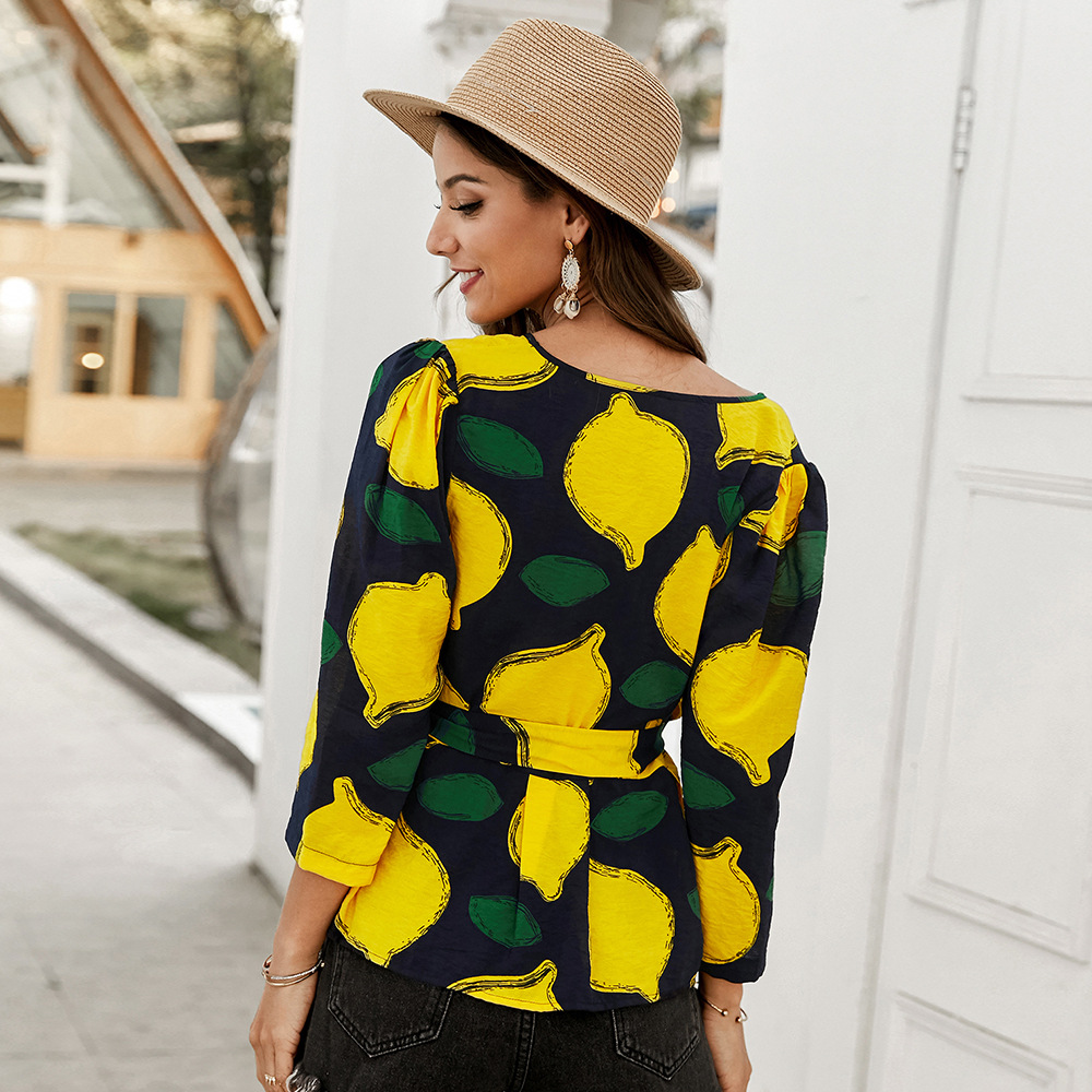Elegant V Neck Printed Blouse Spring Collection Lightweight Fabric Stylish Design Perfect for Casual Wear Wholesale