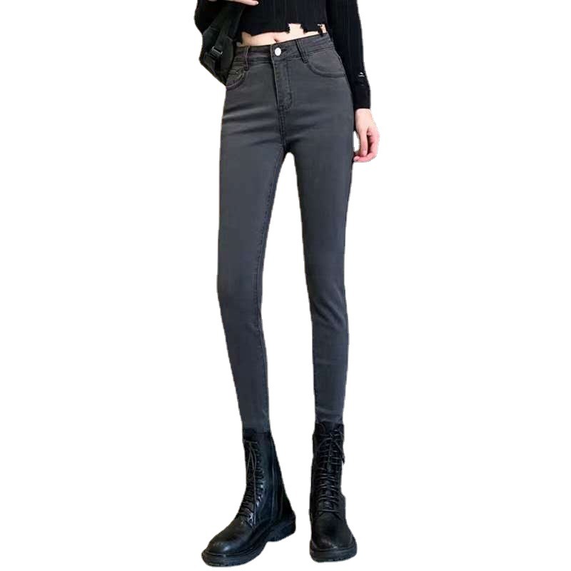 High Waisted Womens Black Skinny Jeans Slim Fit Stretch Fabric Pencil Style Perfect for Spring and Autumn
