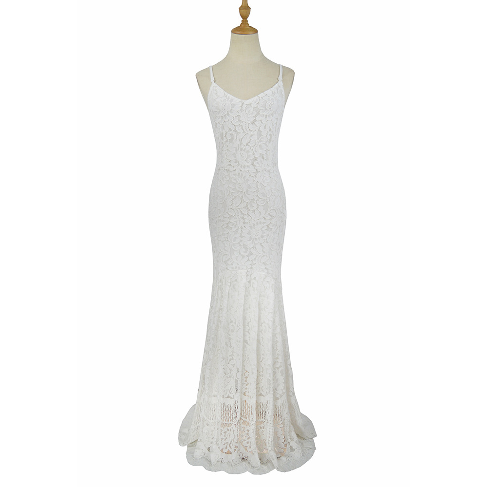 Lace Wedding Dress White Color Sleeveless Elegant Design Perfect for Bridal Occasions Wholesale Available