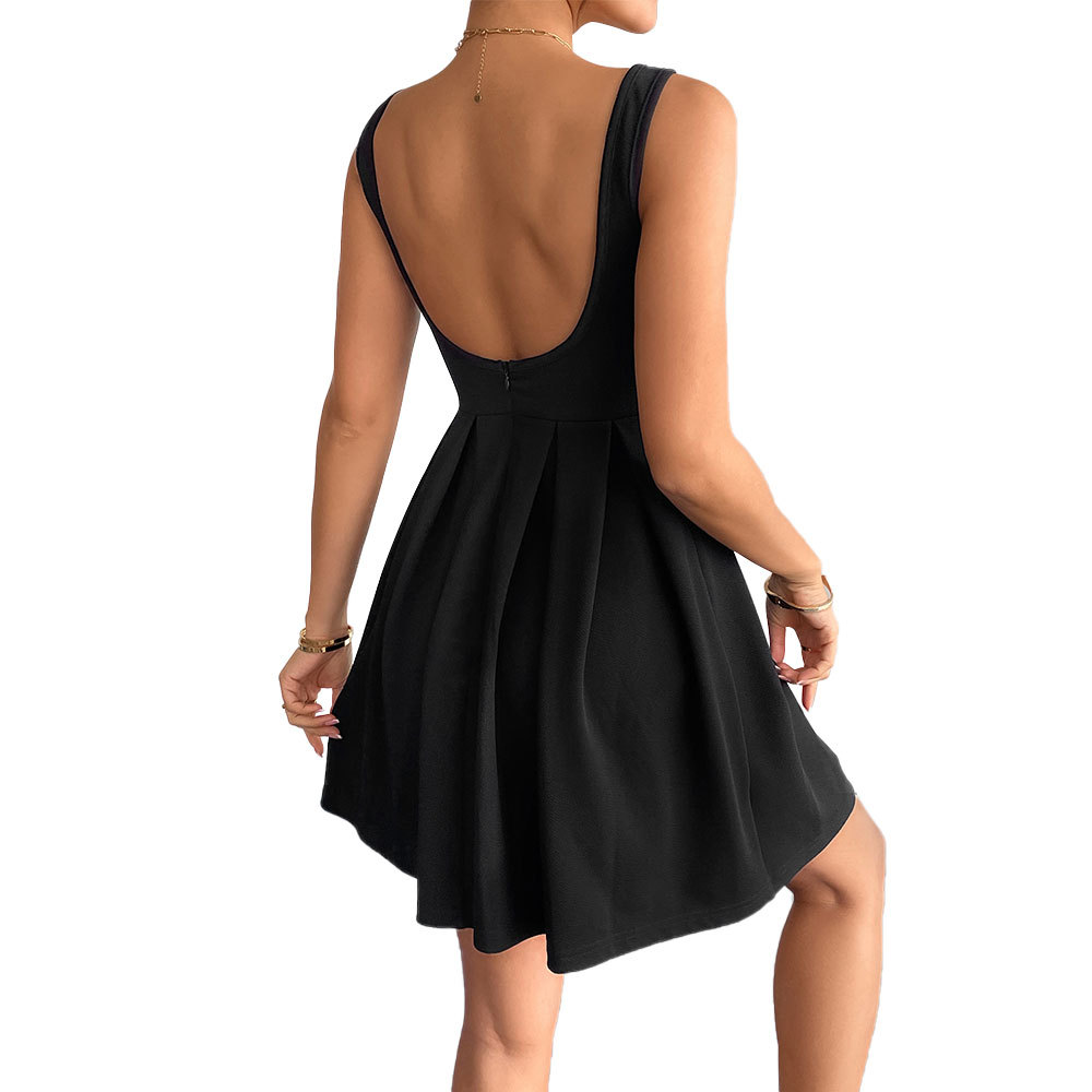 Fashionable Versatile Women's Dress Summer Sexy Backless Casual High Waist Short Dress