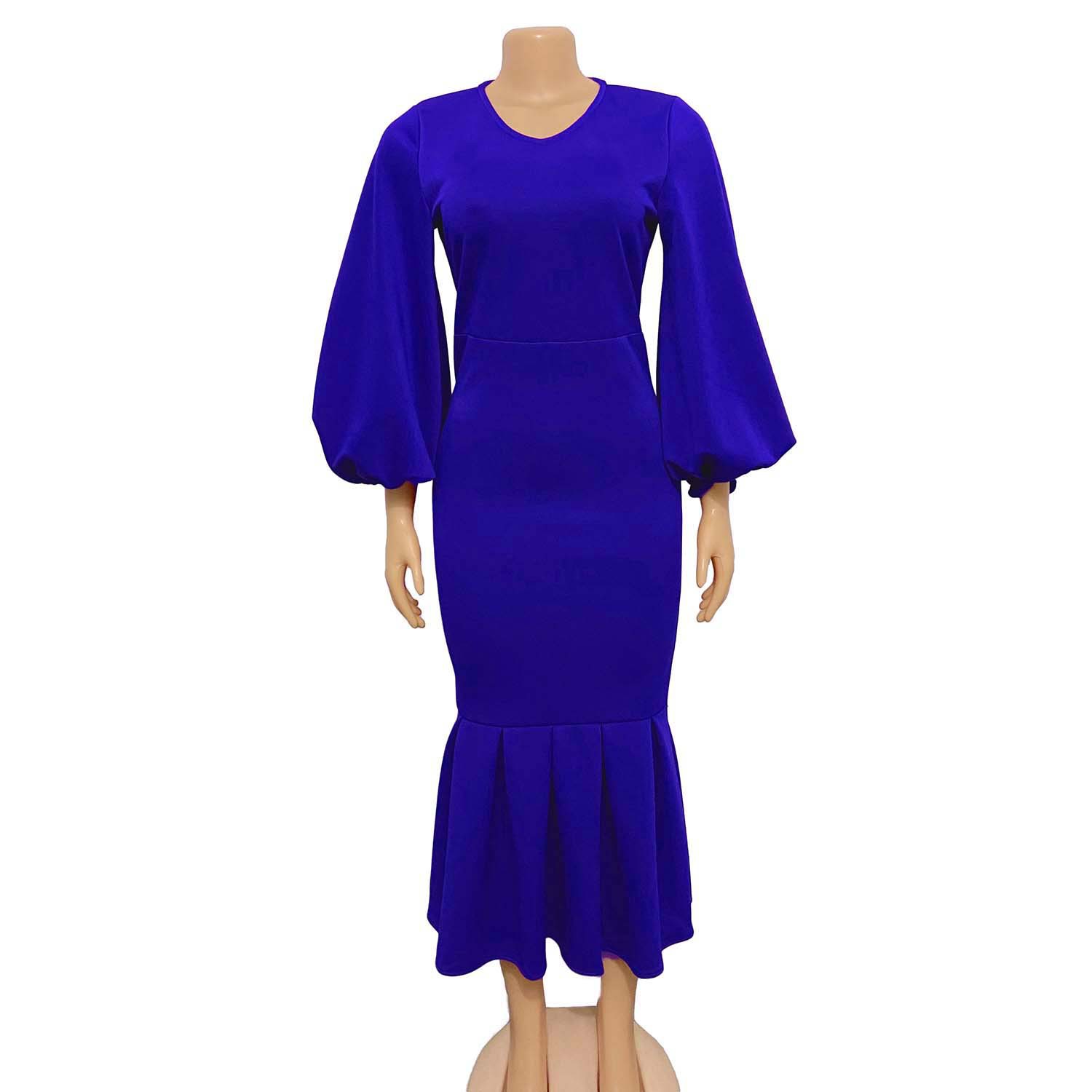 Spring New European and American Fashion Plus Size V Neck Long Sleeve Sexy Mermaid Skirt Foreign Trade Dress