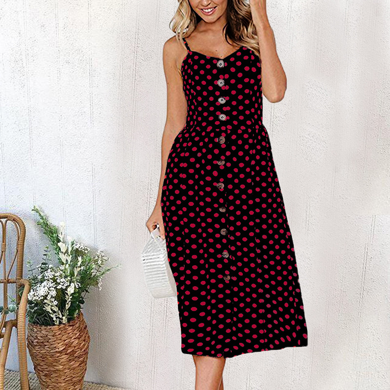 Sunflower Pineapple Print Button Back Sexy Slip Dress 36 Colors 6 Sizes Lightweight Fabric Summer Casual Wear