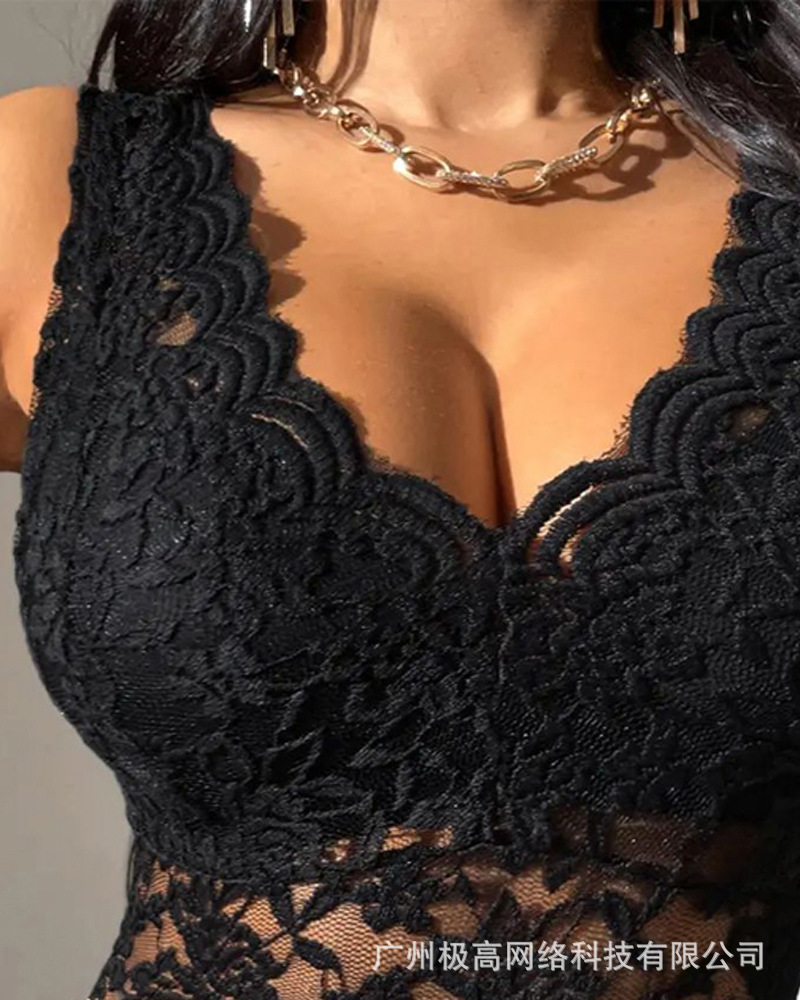 Black Lace Top Sexy Design Summer and Autumn Style Womens Fashion Apparel Wholesale Available