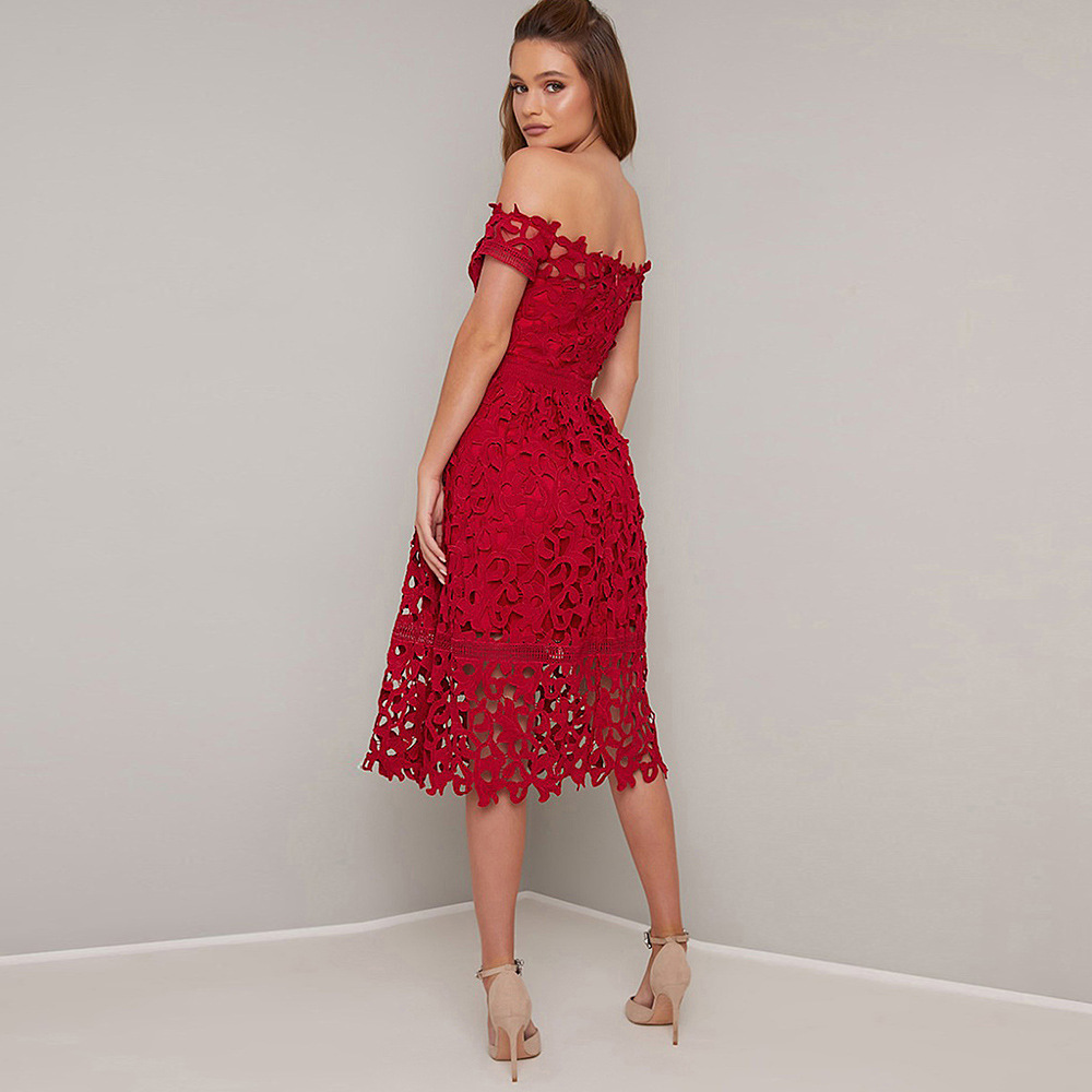 Off Shoulder Crochet Dress Elegant Design Trendy Style Perfect for Parties Wholesale Available