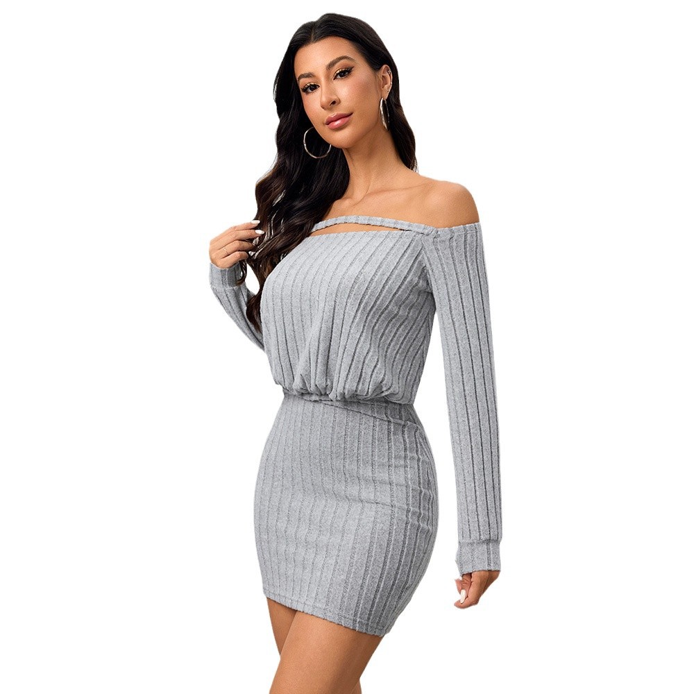 Off Shoulder Bodycon Dress Sexy Fit Short Length Autumn Winter Style Wholesale Available OEM ODM service