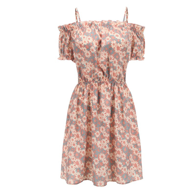 Floral Off Shoulder Maxi Dress High Waist Sleeveless Lightweight Fabric Summer Vacation Wear Wholesale Available
