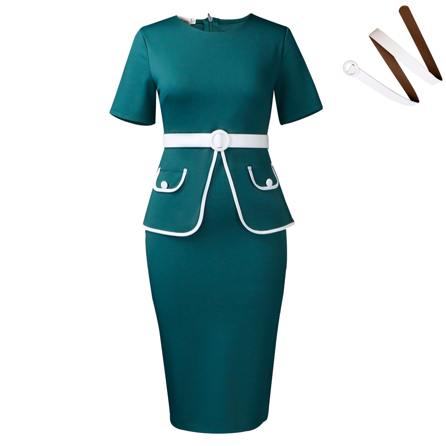 Elegant Plus Size Women's Bodycon Dress with Short Sleeves, Stretchy Fabric, Fashionable OL Style for African and European Mar