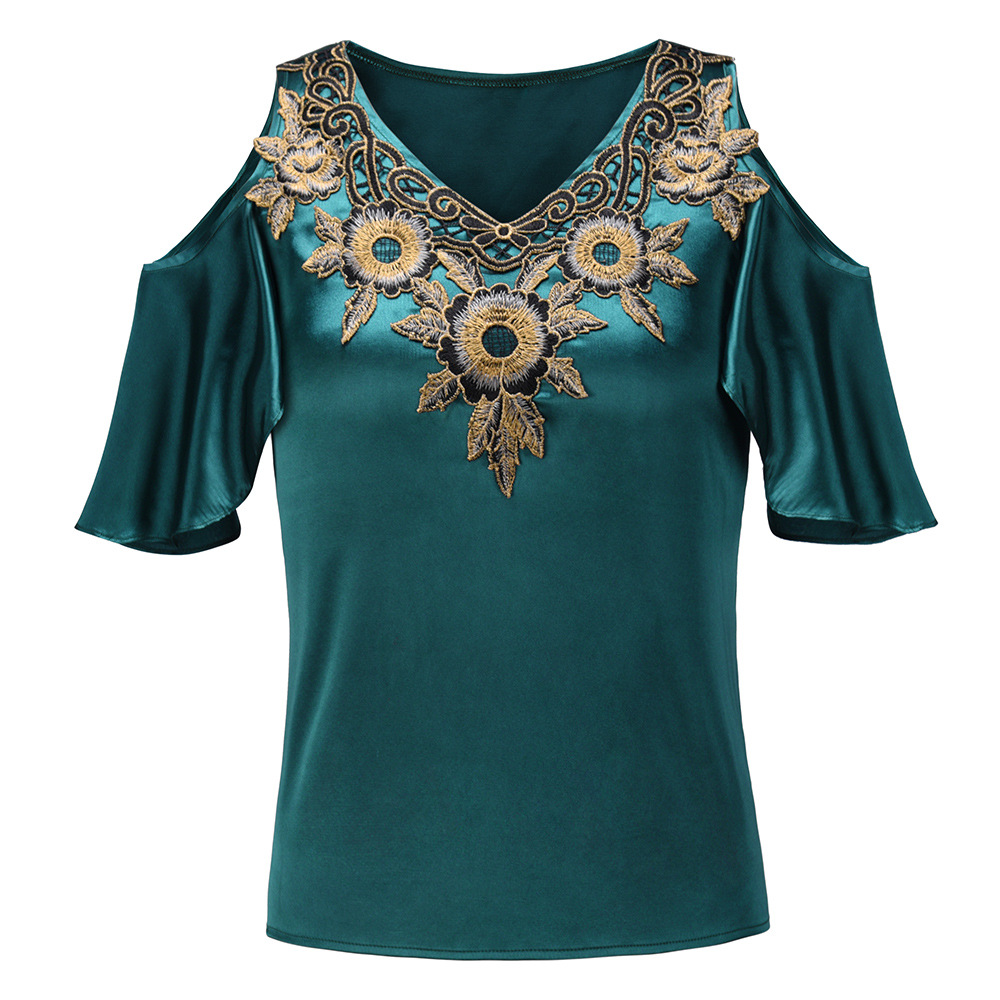 Womens Loose Fit Short Sleeve T Shirt Sexy V Neck Comfortable Fabric Trendy Design Spring Summer Fashion Wholesale