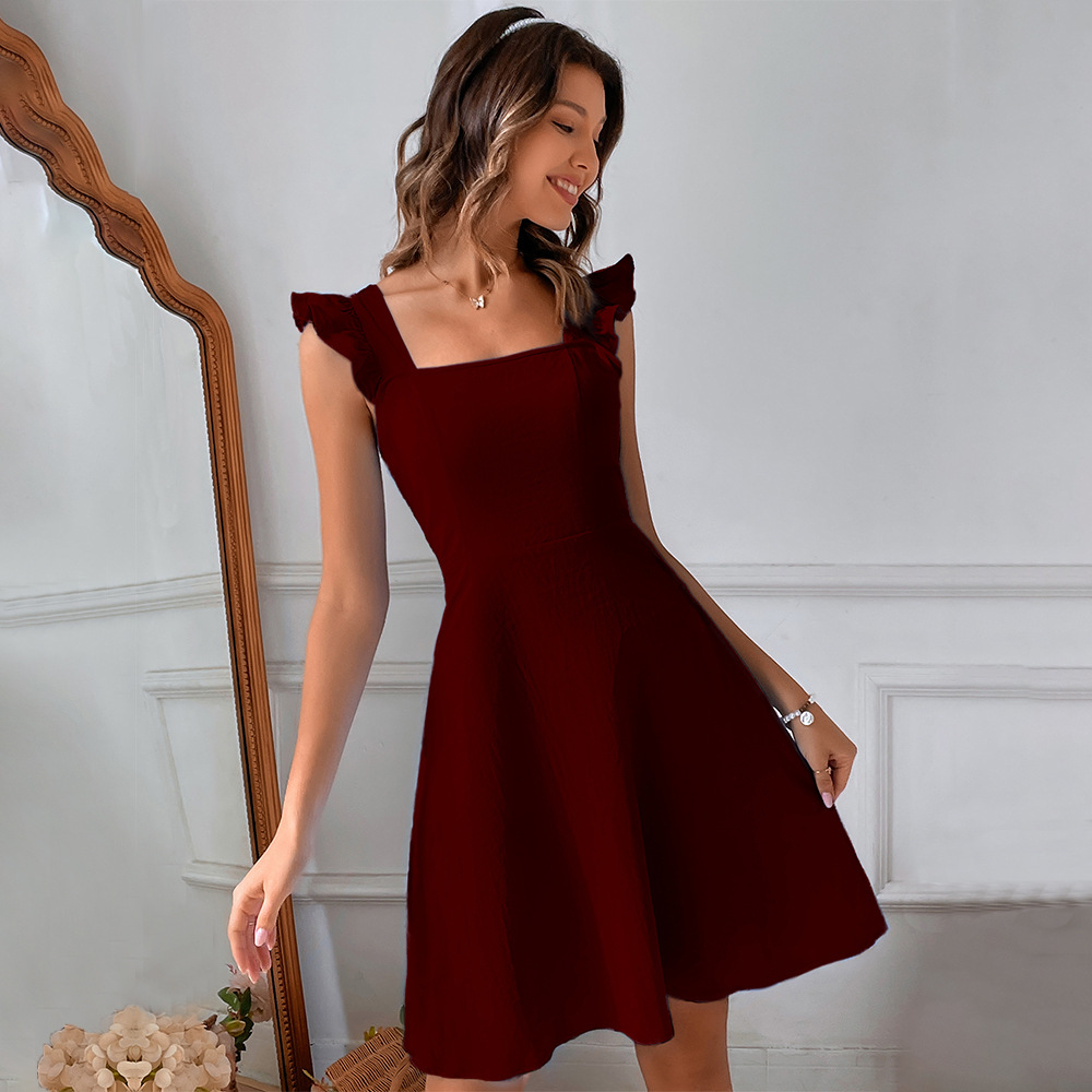 New European and American Style Sweet Camisole Short Dress for Commuting and Vacation