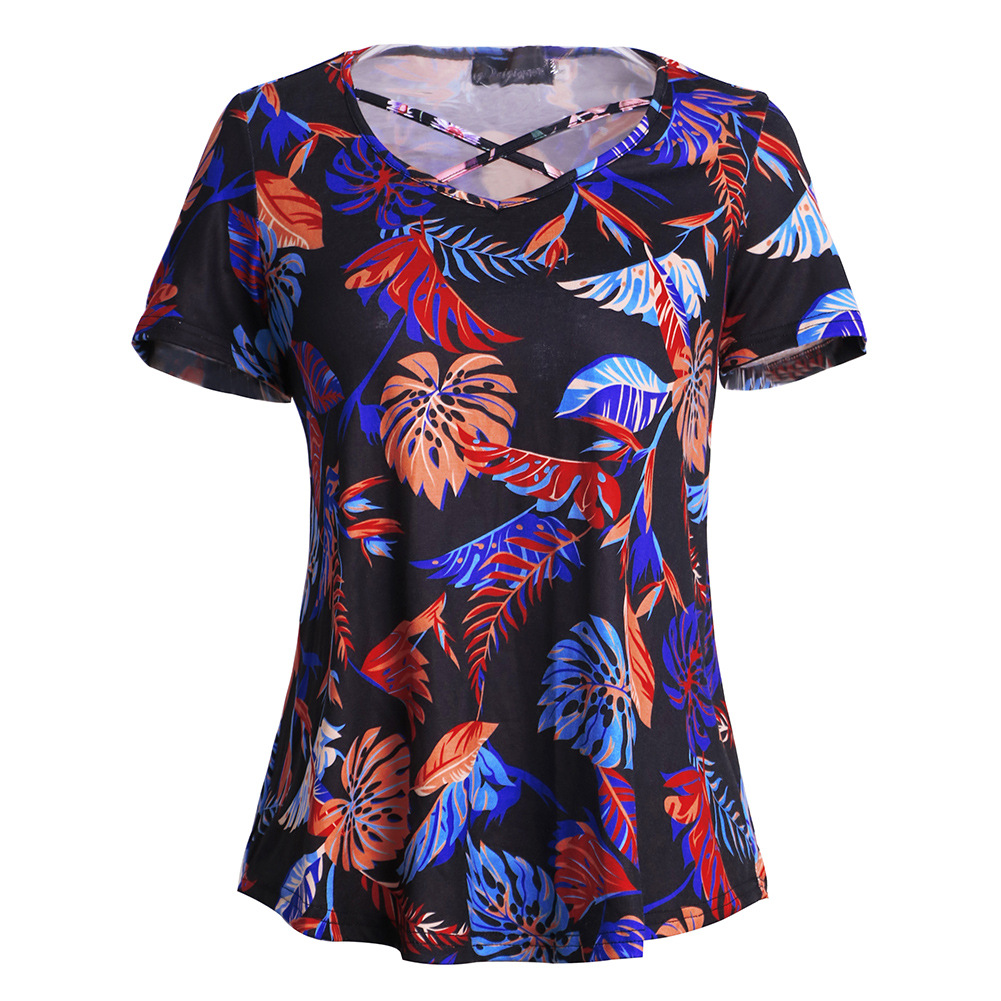 Womens Loose Fit Short Sleeve T Shirt Floral Print Comfortable Fabric Spring Summer Style Wholesale Available