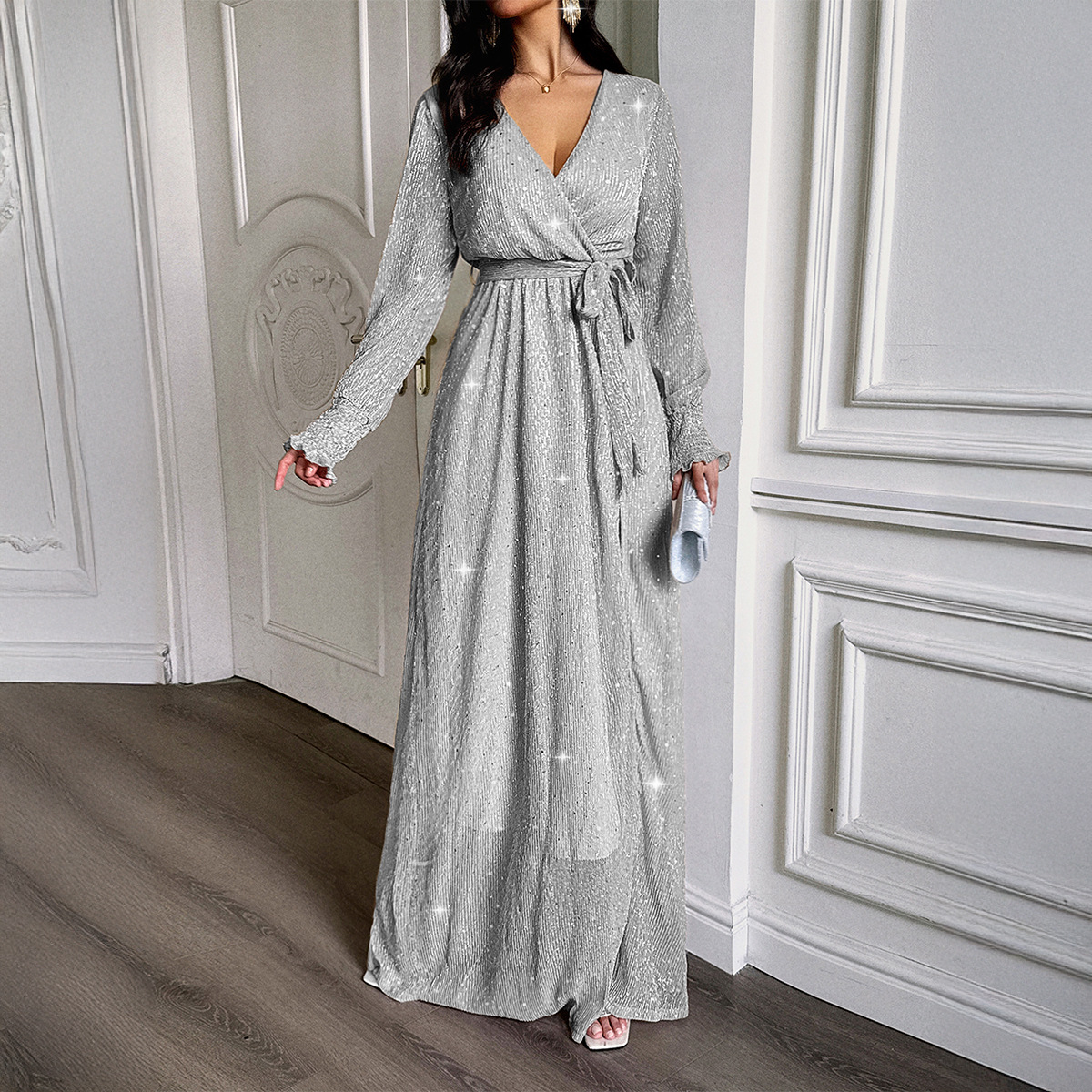 Elegant Casual Long Sleeve Long Dress for Women Autumn Winter