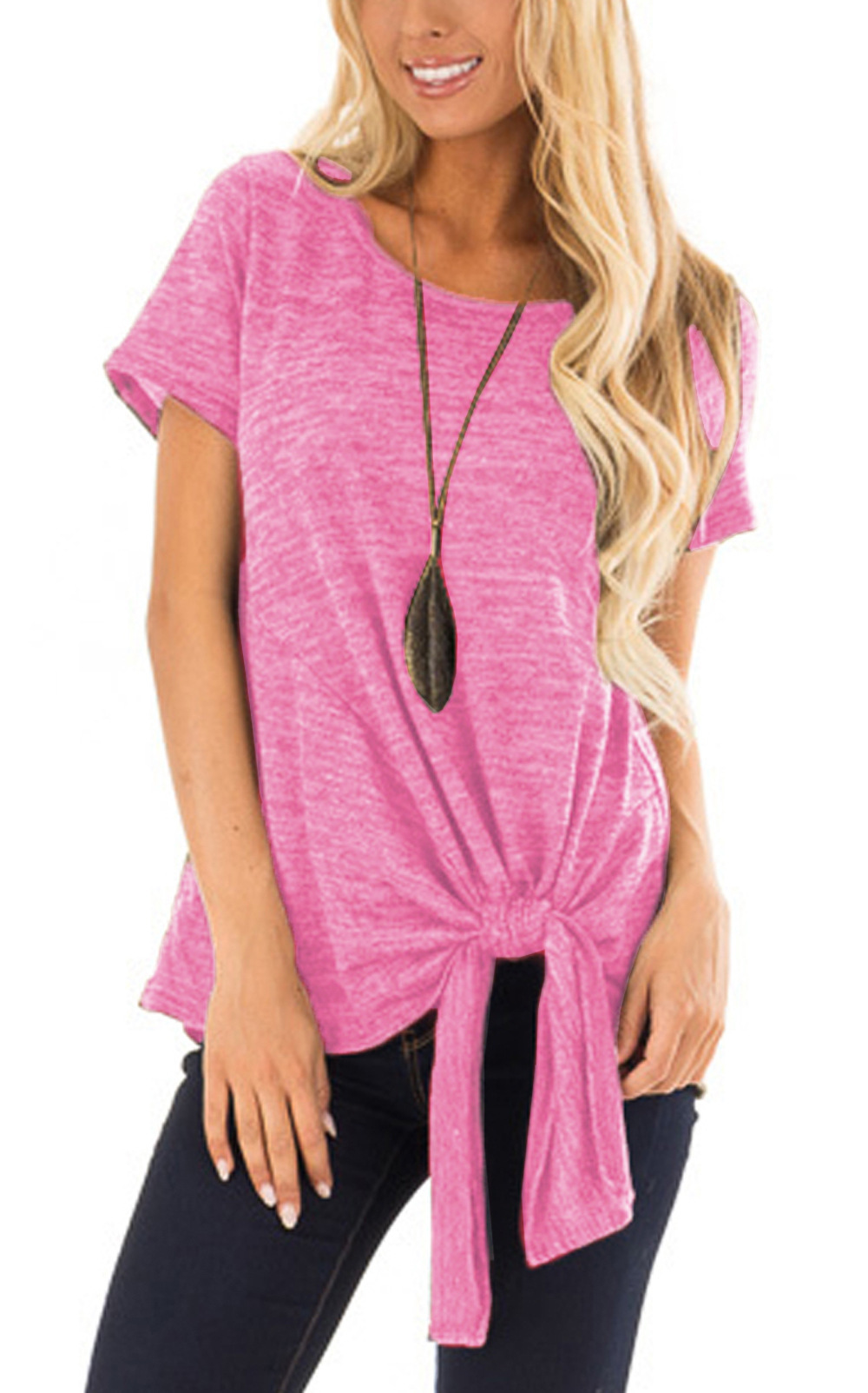 Twisted Knot T Shirt Irregular Short Sleeve Casual Style Summer Wear Wholesale Available fast shipping