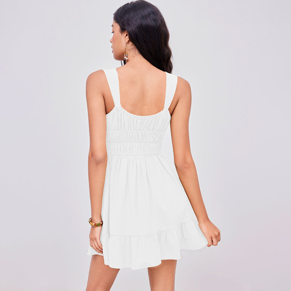 Women's Square-Neck Mini Pleated Dress