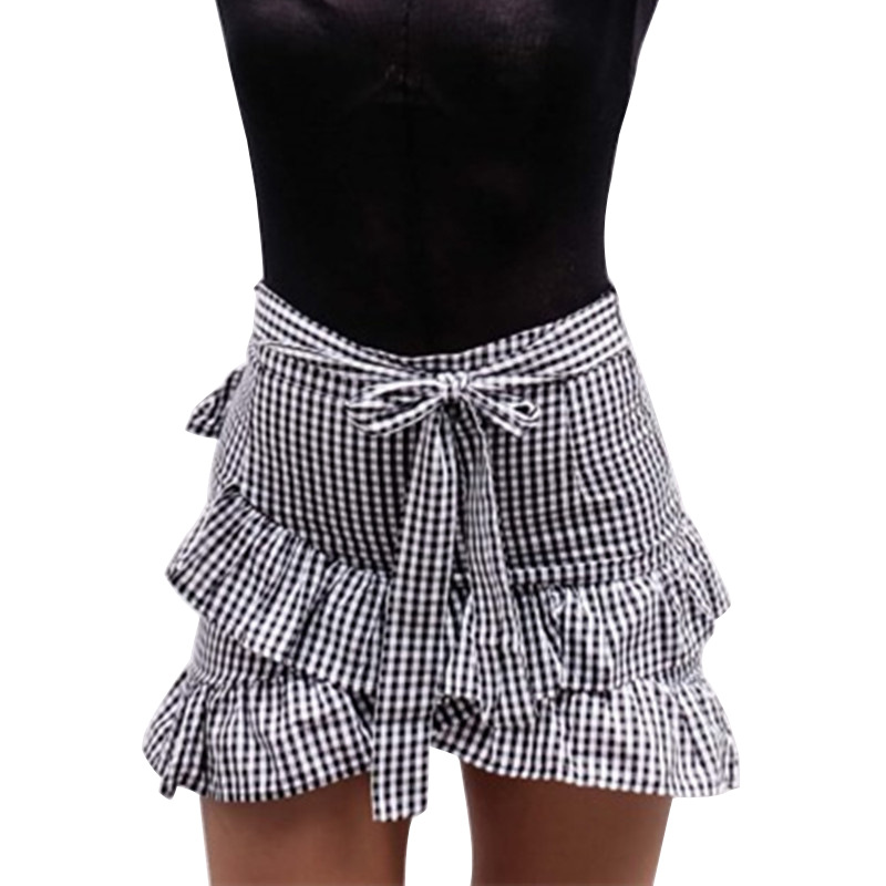 Womens Short A Line Skirt Cotton Fabric Irregular Plaid Design Sweet Style Perfect for Casual Wear Wholesale