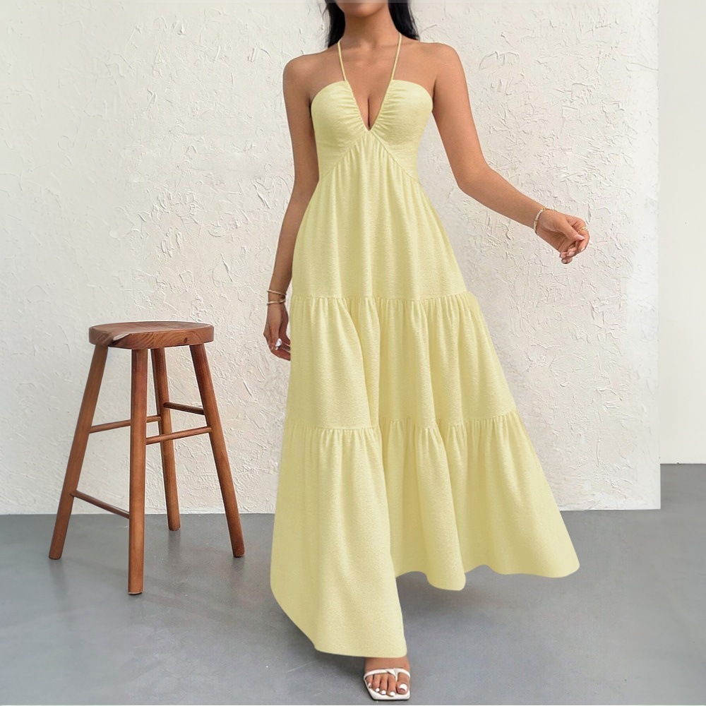 Sexy Elegant Beach Vacation Dress for Women Summer New Strap Sandal Long Dress