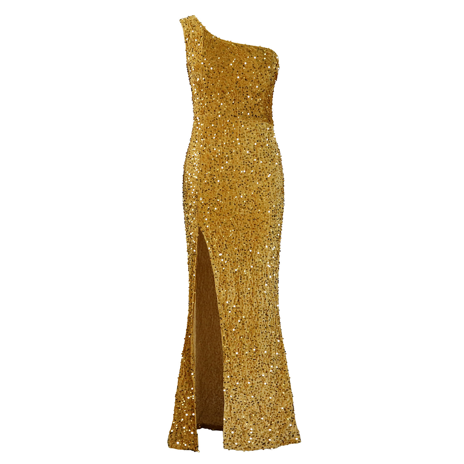 Fashionable Off Shoulder Sexy Split Long Dress with Sequins for Women, Elegant Evening Gown for Parties and Special Occasions