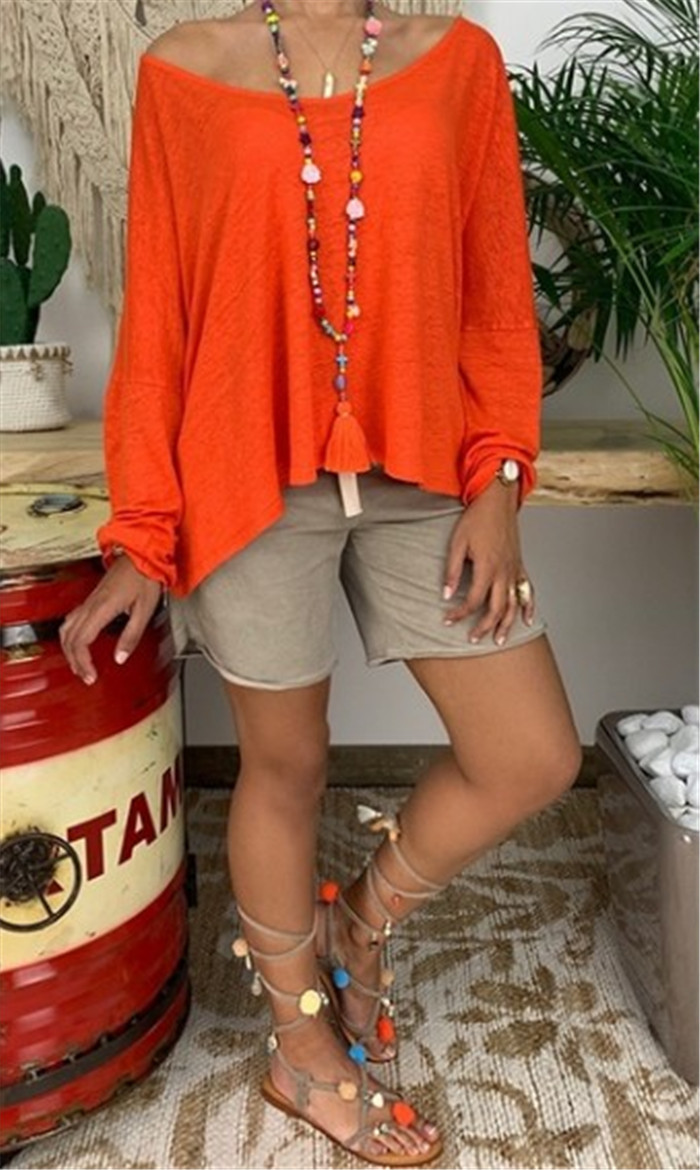 Plus Size Womens Long Sleeve T Shirt Solid Color Loose Fit Versatile Style Casual Wear Wholesale Available