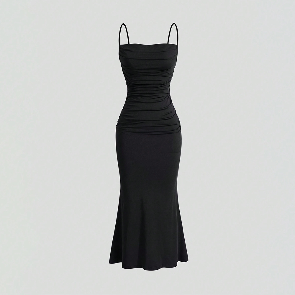 Sexy Sleeveless High Waist Tie Strap Bodycon Long Dress for Spring
