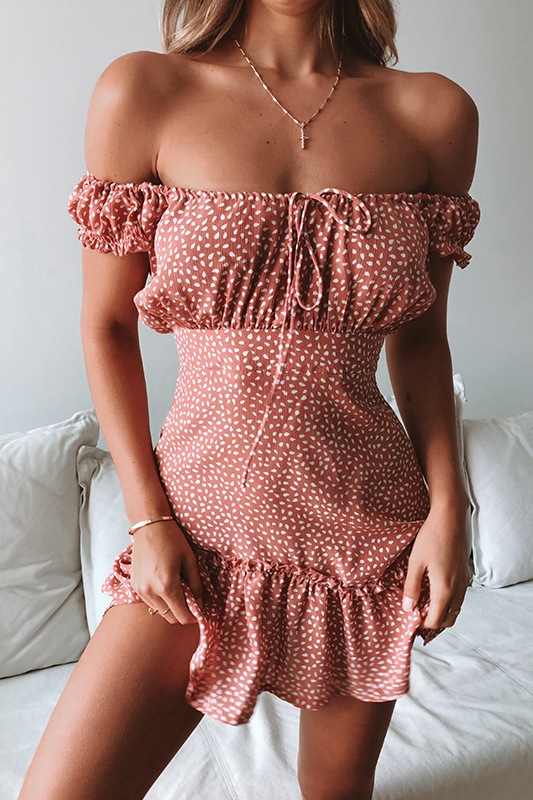 Floral Print Strapless Dress Bohemian Style Summer Vacation Wear Lightweight Fabric Available in Various Sizes