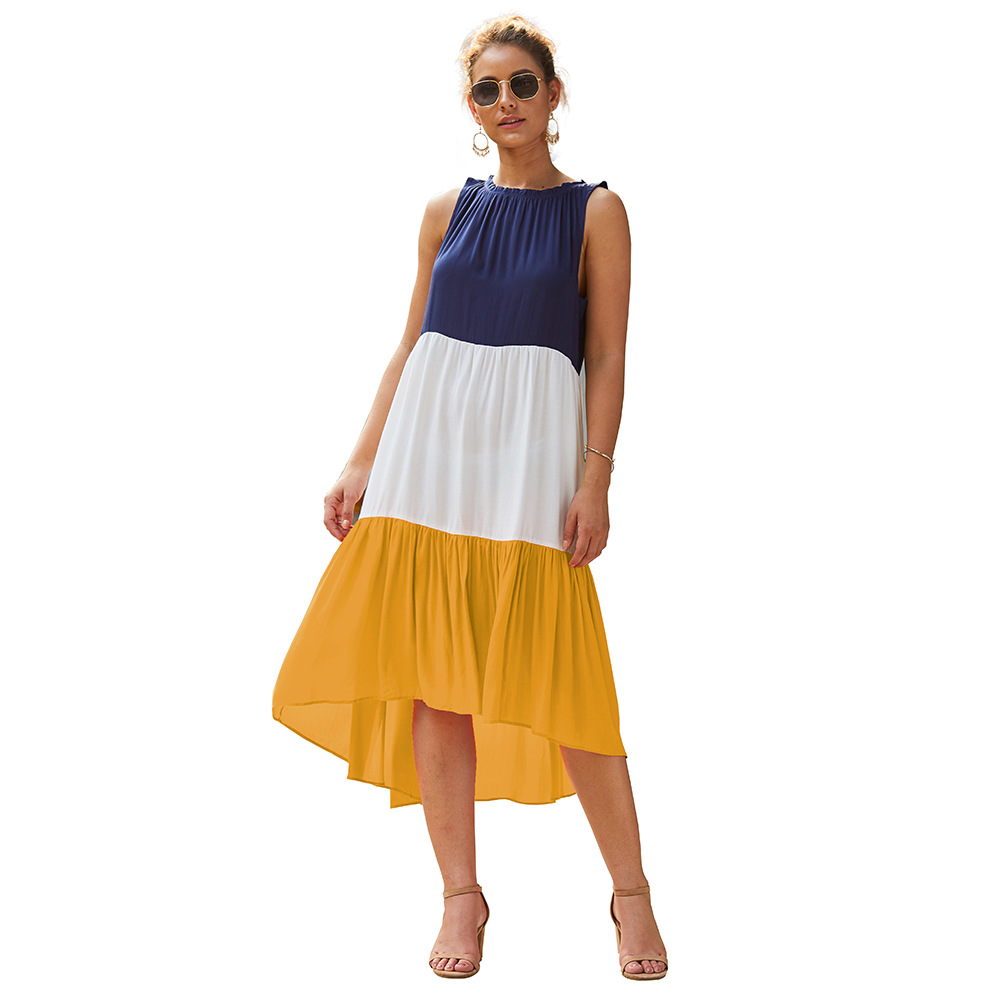 Summer Womens Color Block Dress Stylish Design Multiple Colors Comfortable Fit Perfect for Casual Outings