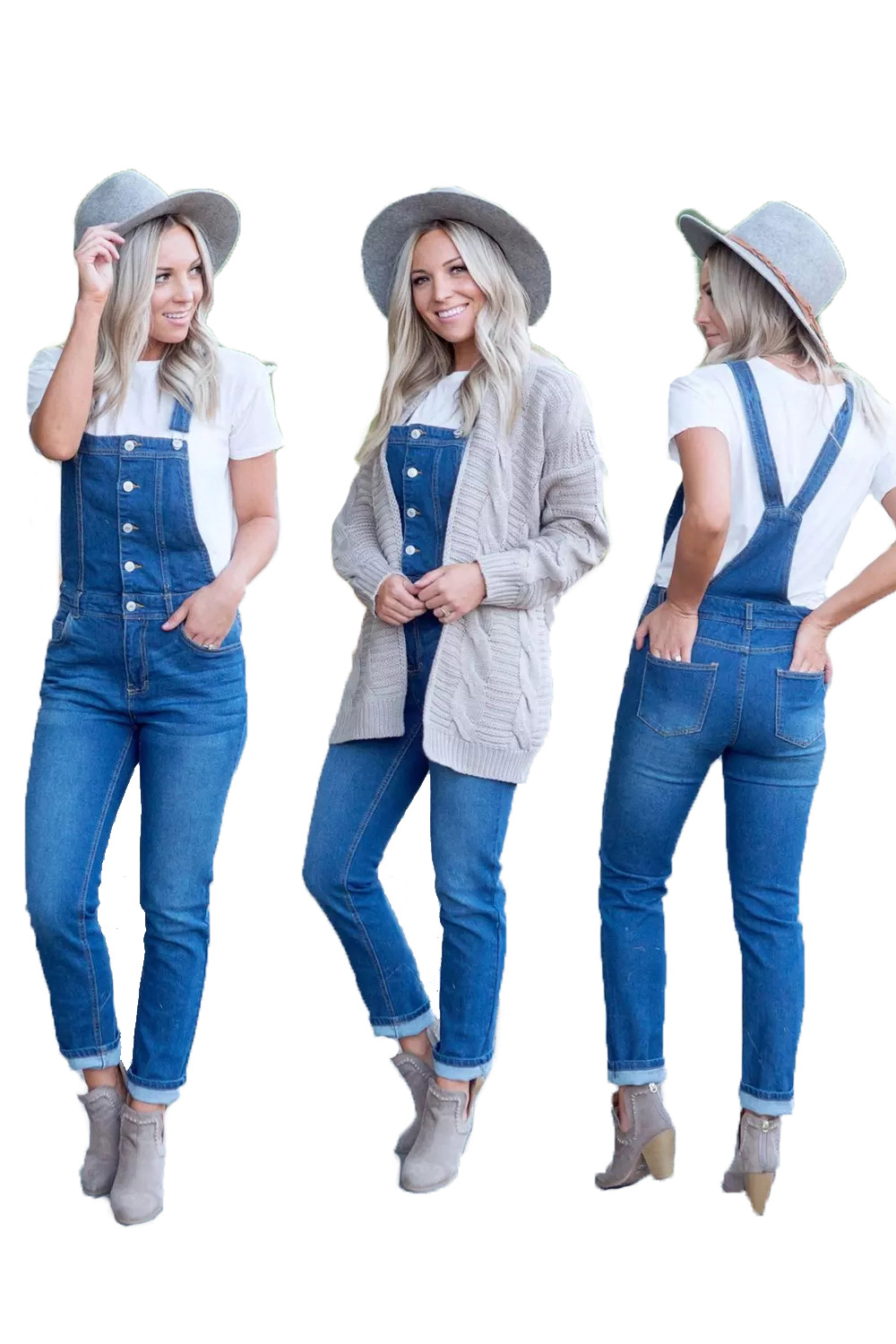 Womens Denim Overalls Five Button Closure Casual Fit Durable Fabric Perfect for Everyday Wear Wholesale Available