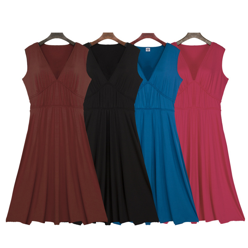 Summer A Line Dress for Women V Neck Sleeveless Slim Fit Waist Defining Perfect for Casual Outings OEM Available