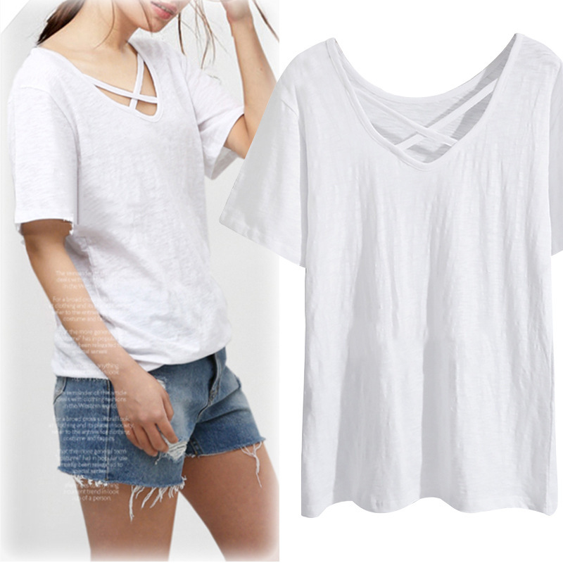 Plus Size Womens V Neck Short Sleeve T Shirt Loose Fit Summer Style Casual Wear Wholesale Available