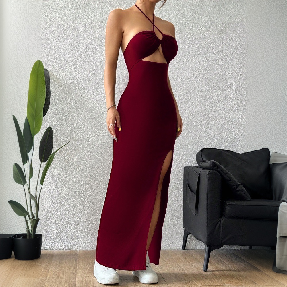 Sexy Halter Maxi Dress Slim Fit Elegant Design Spring Summer Style Wholesale Available private label