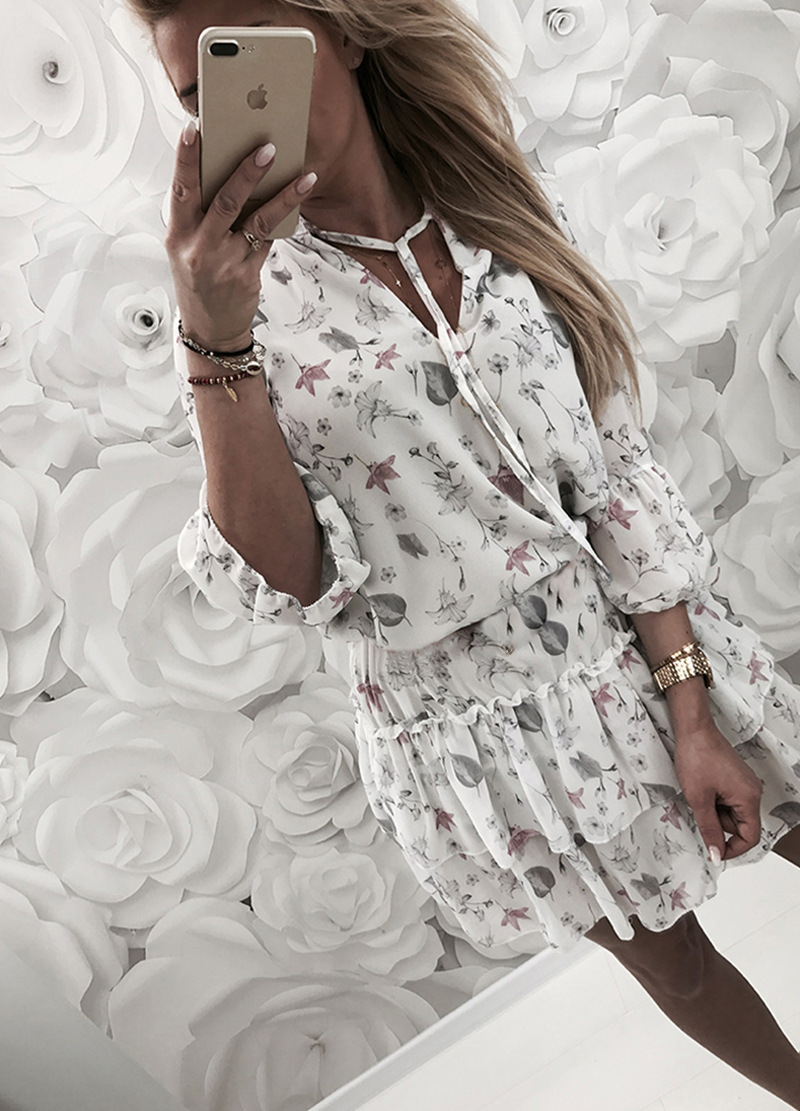 Fashionable Floral Print Ruffled Sleeve Midi Dress Autumn Collection Stylish Design Comfortable Fit Wholesale