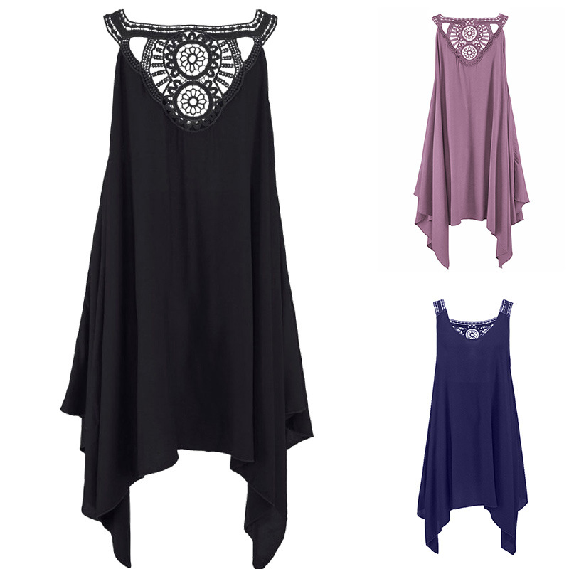 Sleeveless Dress Summer Solid Color Mid Length V Neck Loose Fit Casual Wear Wholesale Available
