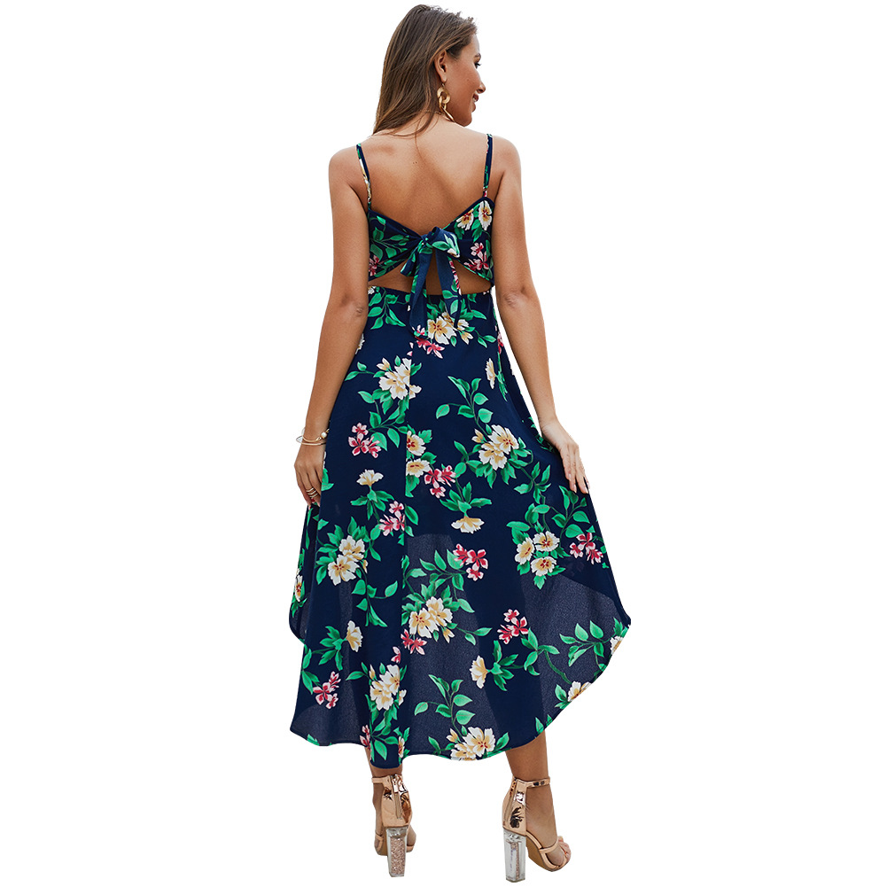 Fashionable Womens Dress Original Design Floral Print Asymmetrical Hem Casual or Party Wear Wholesale Available