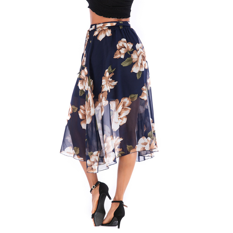 Summer Womens Chiffon Skirt Fresh Color Block Floral Design Casual Wear for Everyday Wholesale Available