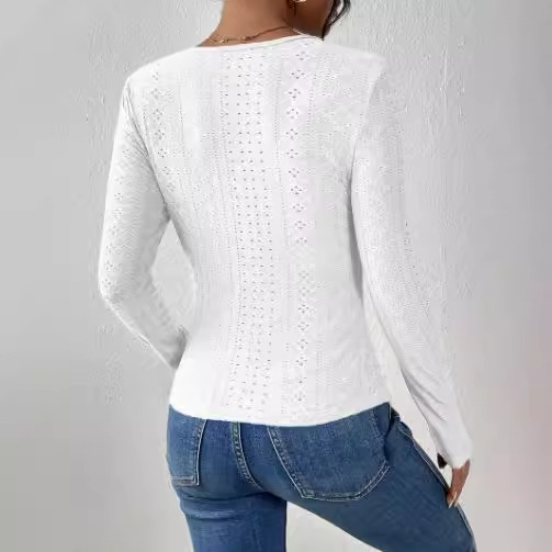 Lace Hollow Out Long Sleeve Womens Top Sexy Design Floral Pattern Elegant Style Perfect for Evening Wear Wholesale