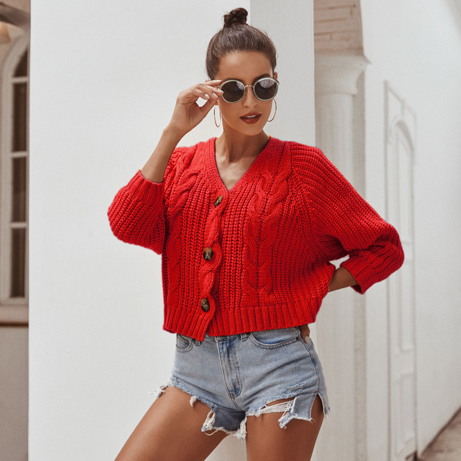 Fashion Womens Sweater Versatile V Neck Long Sleeve Short Style Casual Wear for All Seasons Wholesale Available