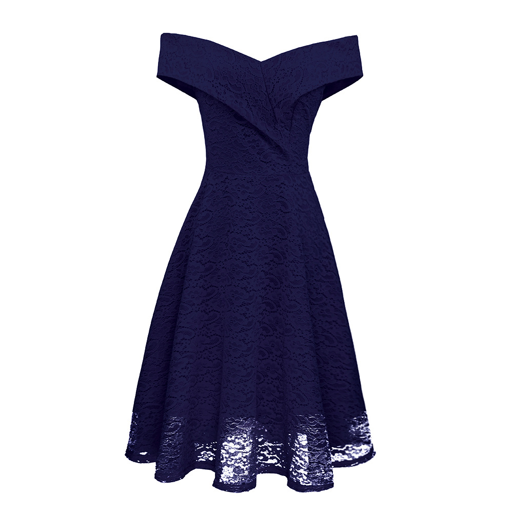 Off Shoulder Lace Dress Elegant Design Autumn Winter Style Perfect for Bridesmaids Wholesale Available