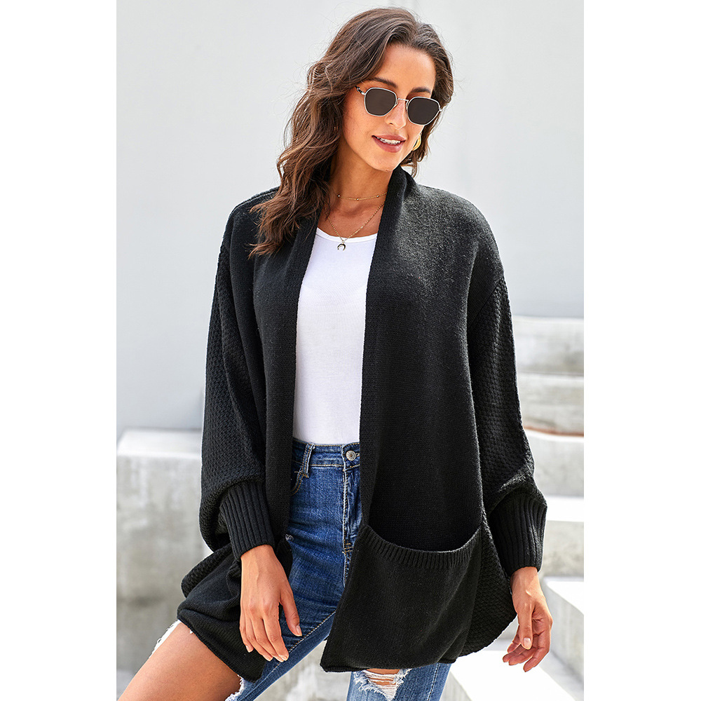Batwing Sleeve Sweater Solid Color Loose Fit Mid Length Knit Autumn Winter Casual Wear Wholesale Available