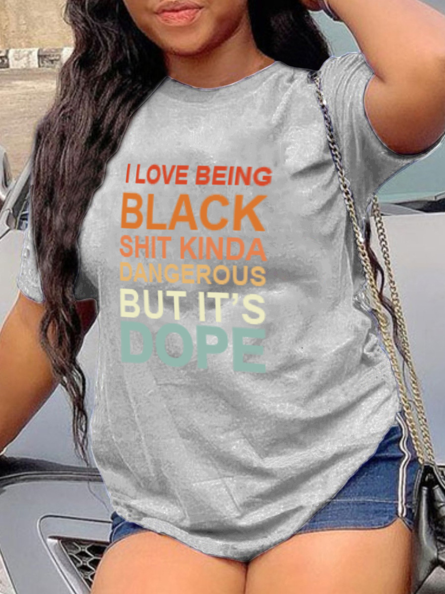 Plus Size Womens Short Sleeve T Shirt Letter Print Casual Style Comfortable Fabric Wholesale Available