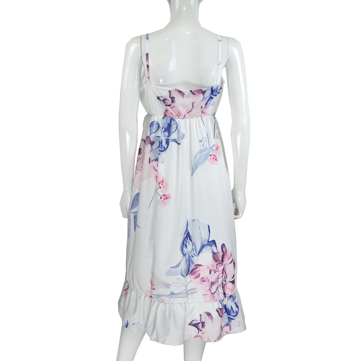 Floral Print Maternity Dress Deep V Neck Ruffled Hem Loose Fit Irregular Design Casual Wear for Expecting Mothers
