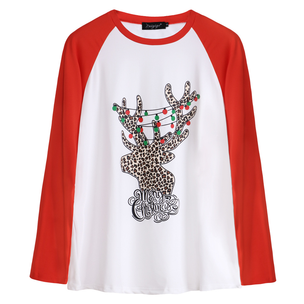 Womens Long Sleeve T Shirt Round Neck Printed Comfortable Fabric Autumn Fashion Christmas Occasion Wholesale