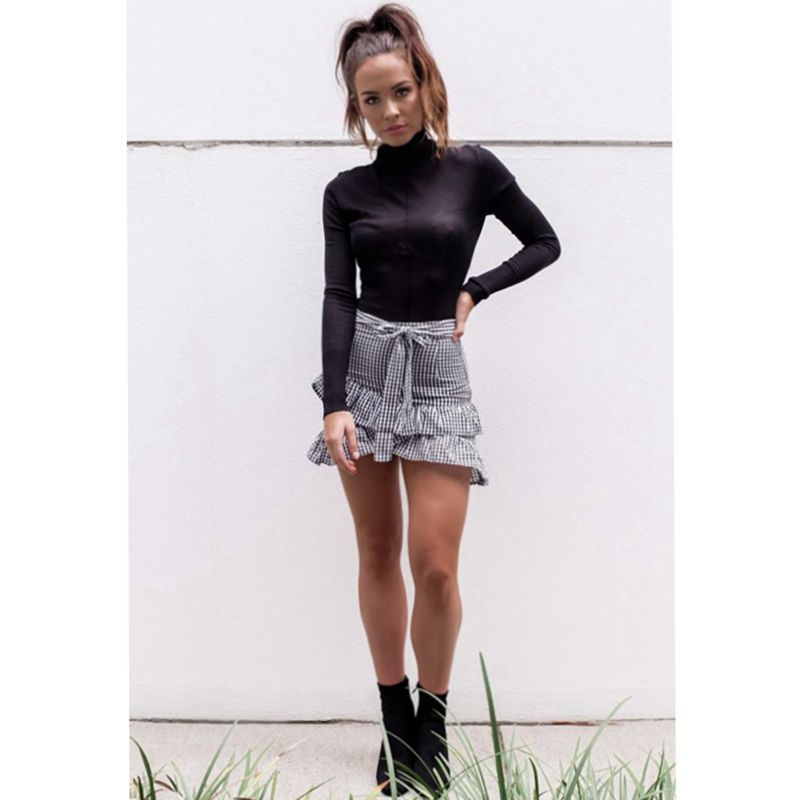 Womens Short A Line Skirt Cotton Fabric Irregular Plaid Design Sweet Style Perfect for Casual Wear Wholesale