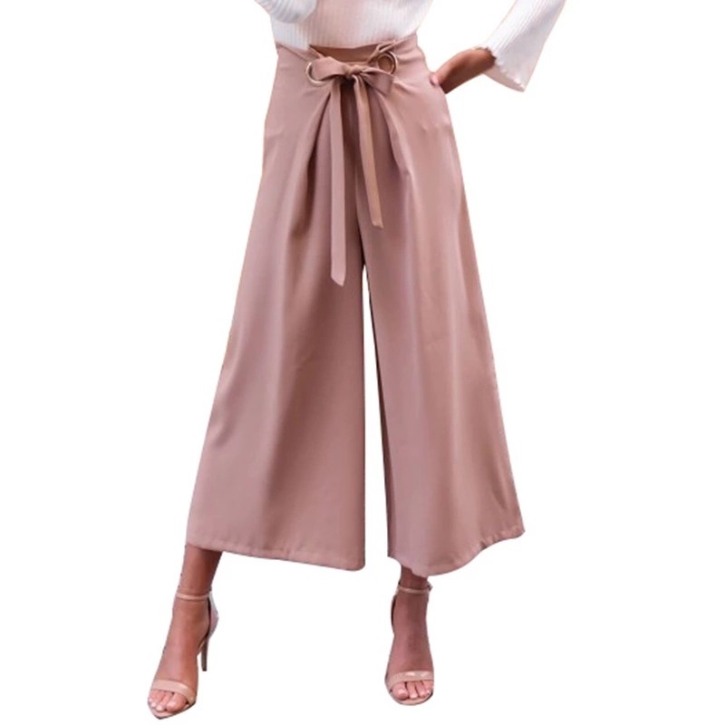 Plus Size Womens Wide Leg Trousers High Waist Versatile Fashionable Casual or Office Wear Wholesale Available