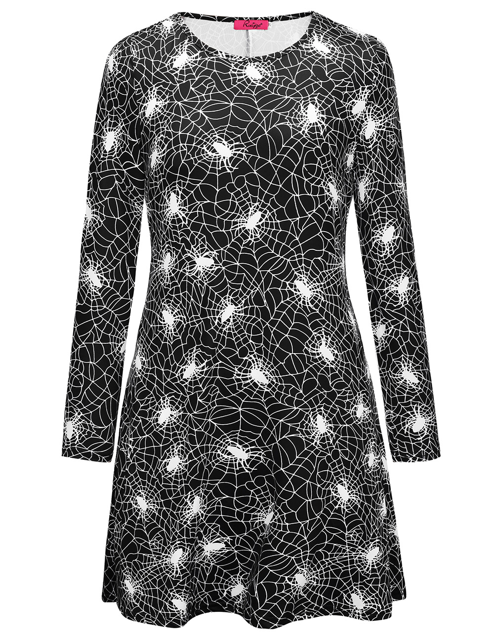Womens Christmas Dress Long Sleeve Skull and Pumpkin Print Autumn Winter Style Perfect for Holiday Parties