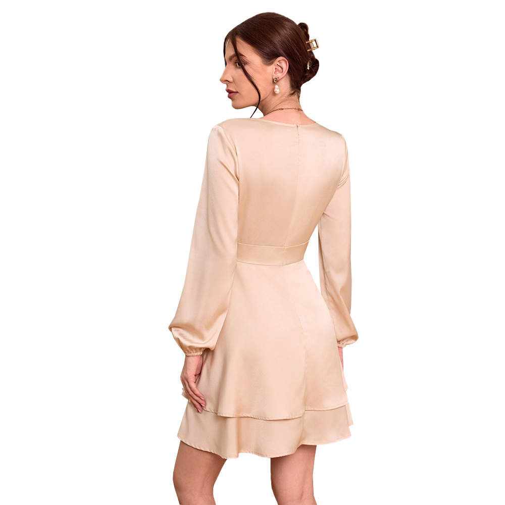Women's Elegant Slim Fit V-Neck Mini Dress