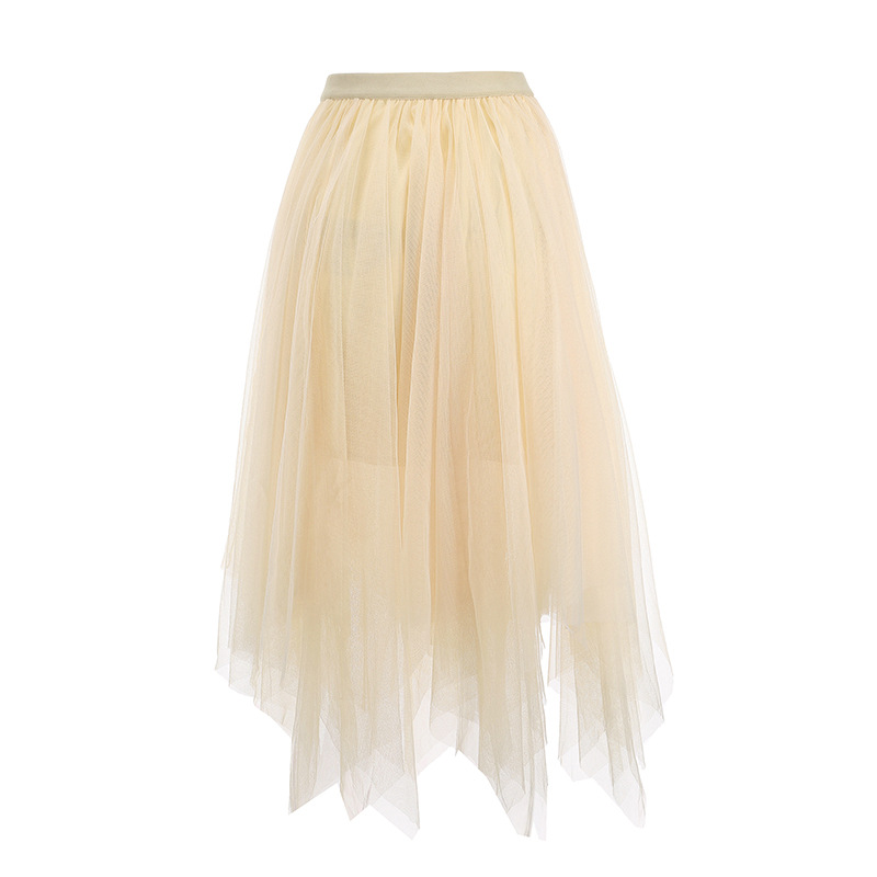 High Waist Irregular Tulle Maxi Skirt Asymmetrical Design Flattering Fit Versatile Style Perfect for Spring and
