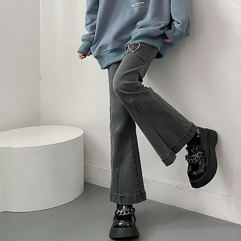 High Waisted Flared Jeans for Women Slim Fit Stretch Fabric Unique Heart Design Spring Fashion Wholesale Available