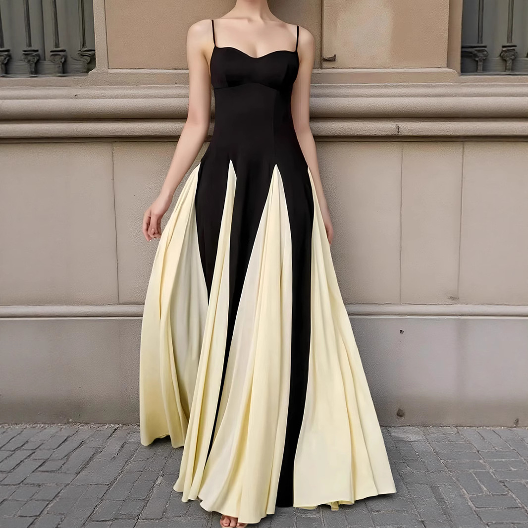 Women's Fashion Dresses — New Casual Vacation Style, French Spaghetti Strap, Flared Maxi Dress — Wholesale Supply Terms