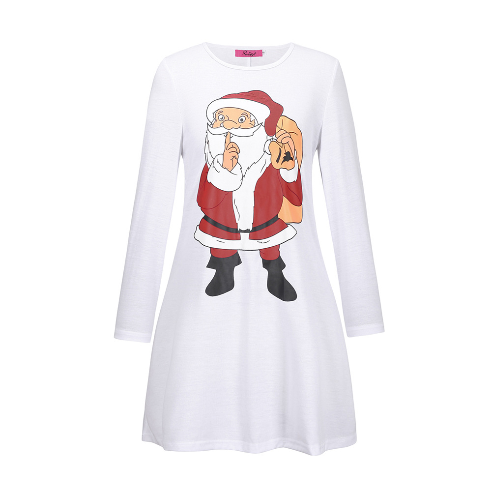 Casual Long Sleeve Printed Dress Womens Christmas Fashion Comfortable Fit Available for Wholesale